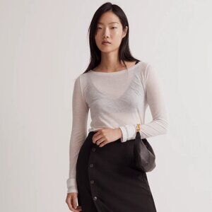 Madewell | Sheer Long Sleeve T-Shirt | White | M